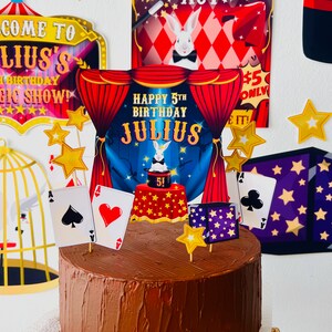 Magic Show Birthday Cake Topper Party Printable/ Greatest Showman Cake Topper/ Magician Birthday Cake/ Circus Party Decor Printable