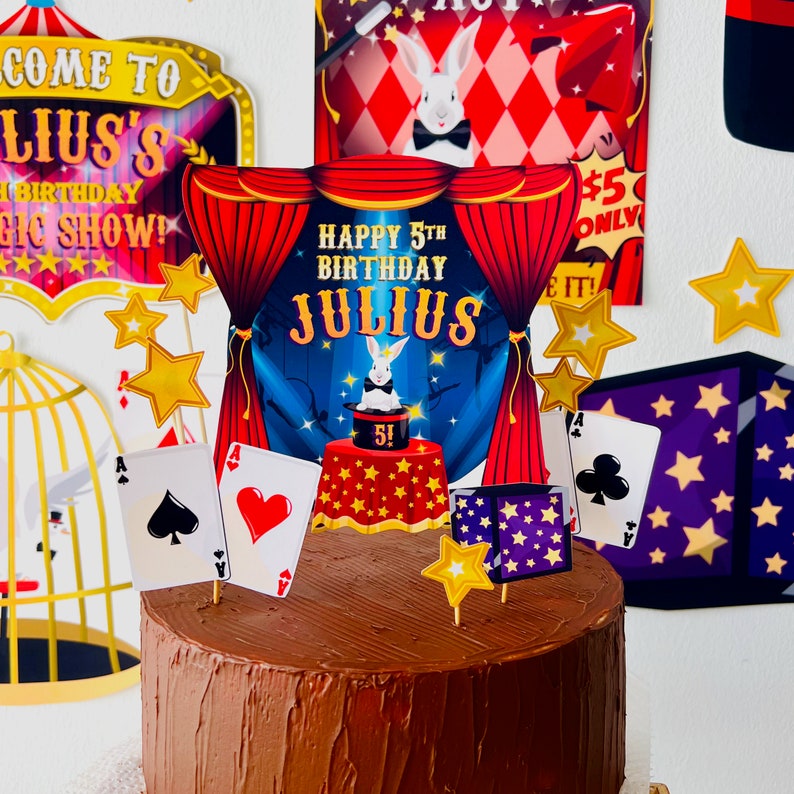 Magic Show Birthday Cake Topper Party Printable/ Greatest Showman Cake Topper/ Magician Birthday Cake/ Circus Party Decor Printable