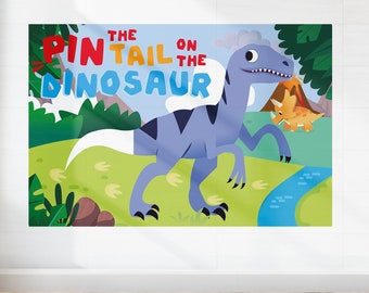 Dinosaur Party Game Pin the Dinosaur Pin Game EDITABLE Imprimible / Prehistórico, Jurassic Park Dinosaurs Party Games para niños, Actividad de fiesta