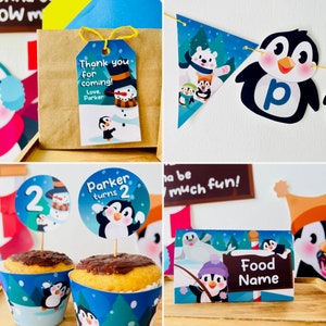 Penguin Party Decorations EDITABLE Printable Kit/ Penguin Winter Wonderland Birthday Decor Kit ...