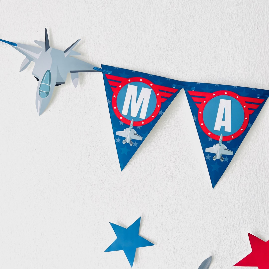 Fighter Pilot Birthday Banner EDITABLE Printable Military Jet Party