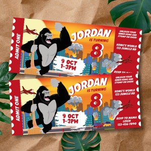Kong Skull Island Party Ticket Invitation, King Kong Party, Planet of the Apes Party, Kong Skull Island Party, Legend of Tarzan, Rampage Movie Party, Black Gorilla Themed Birthday Party Decorations, Kingdom of the Apes | King Kong Party Ticket