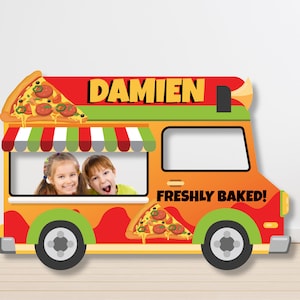 Pizza Food Truck Photo Booth Frame EDITABLE Printable/ Pizza Truck Party Large Photo Prop Printable