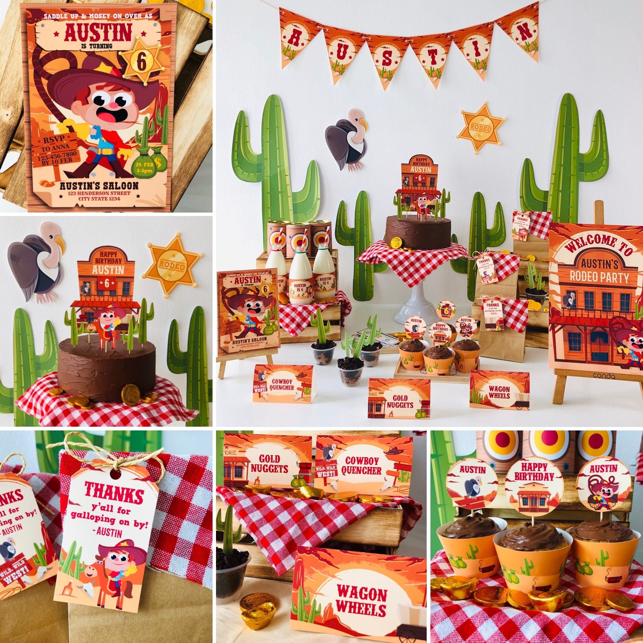 Cowboy Party Printables Editable / Wild West Rodeo Birthday - Etsy
