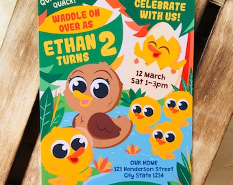 Five Little Ducks Birthday Invitation, Editable Printable