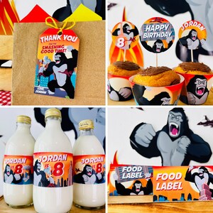 King Kong Party, Planet of the Apes Party, Kong Skull Island Party, Legend of Tarzan, Rampage Movie Party, Black Gorilla Themed Birthday Party Decorations | Kingdom of the Planet of the Apes Decor