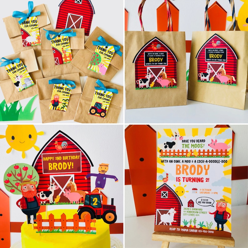 Old MacDonald Farm Party Decorations/ Animal Farm Barnyard Birthday Party Decorations