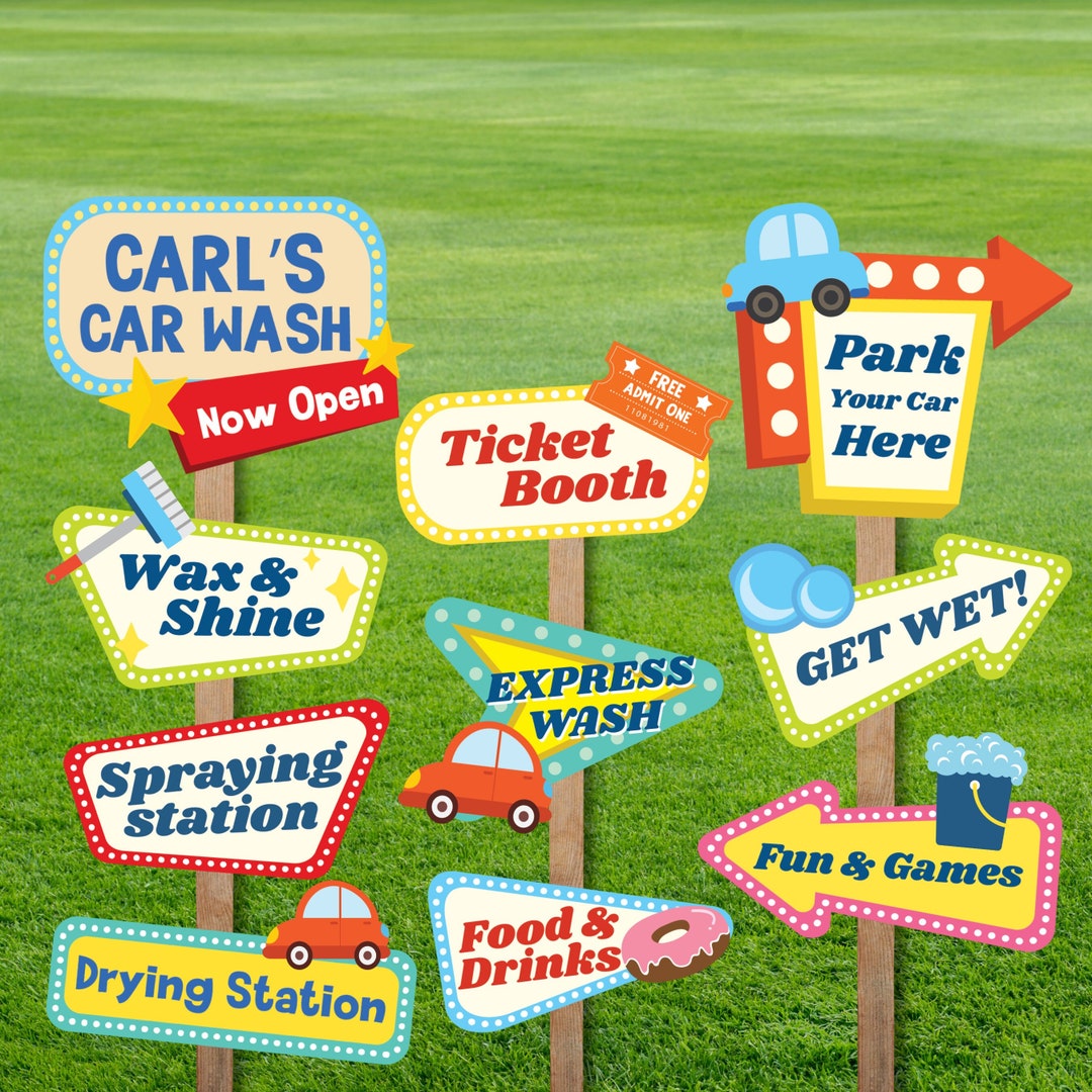 Car Wash Party Signs Editable Printable/ Car Wash Birthday Party ...