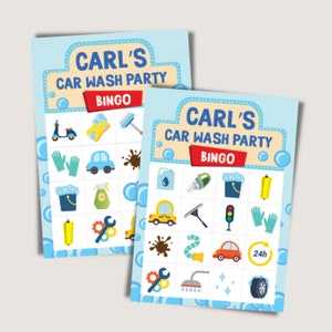 Car Wash Bingo Birthday Party Game Printable/ Transportation Bingo Game Printable