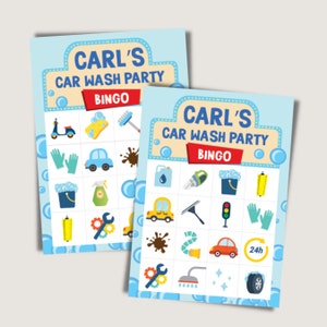 Car Wash Party Game Bingo Game