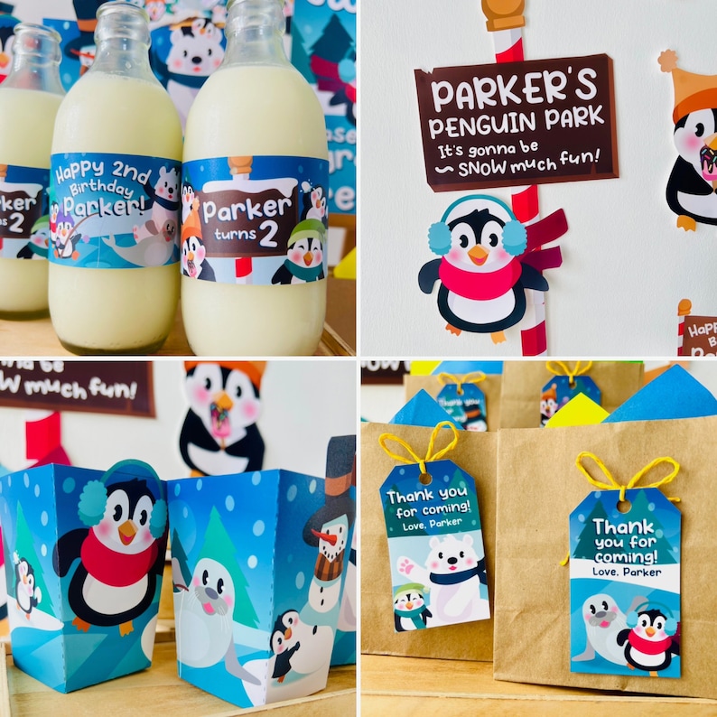 Penguin Party Decorations/ Penguin Winter Wonderland Christmas Birthday Party Decor Kit Printable