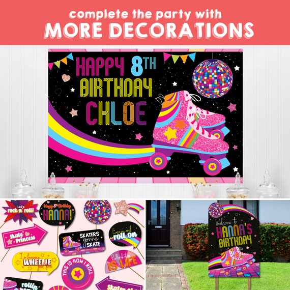 Party City Custom Retro Rainbow Cardstock Invitations Size 4in x 6in Birthday