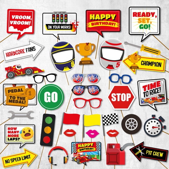 Car Racing Party Photo Props Editable Printable/ Race Car - Etsy
