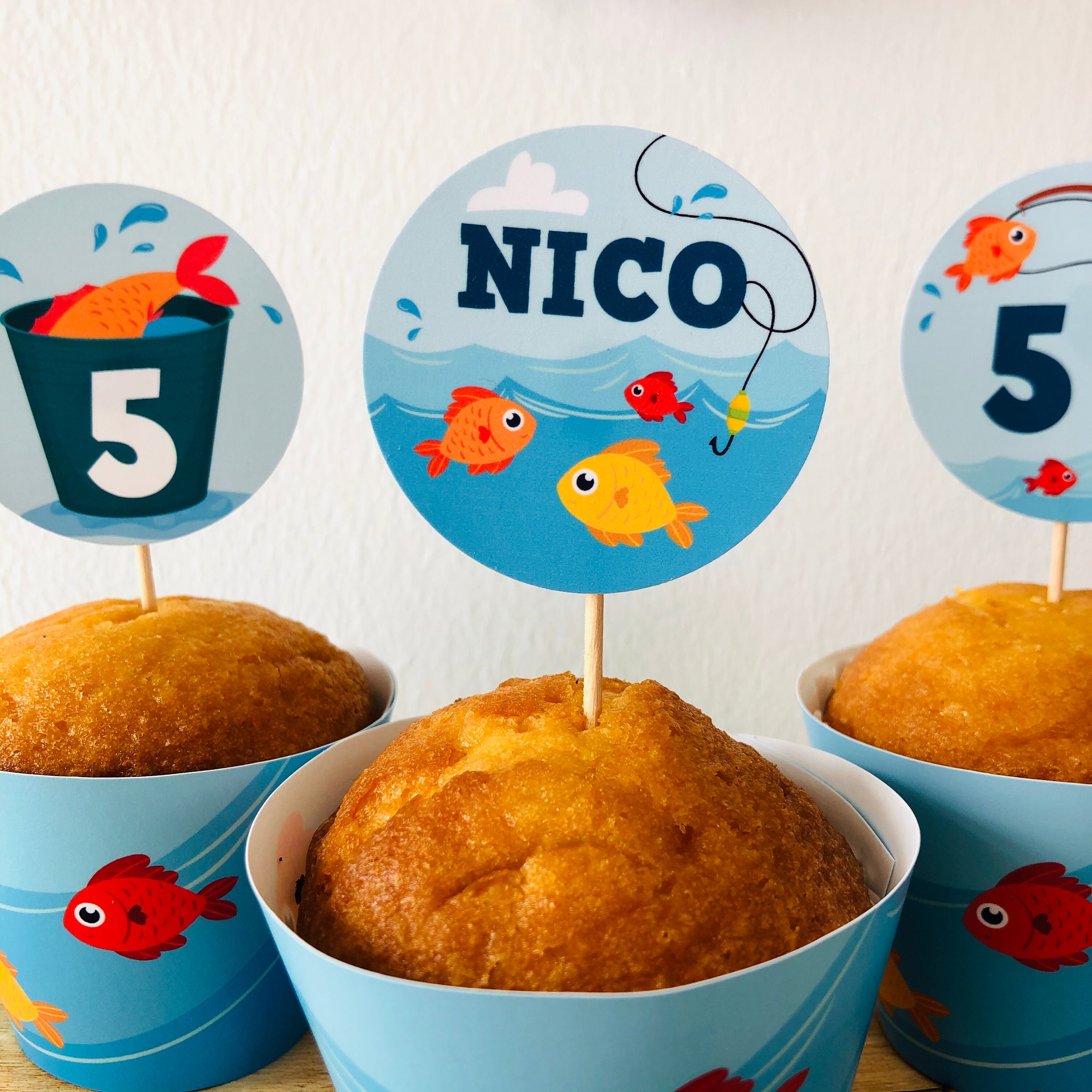 Fishing Party Cupcake Topper/ Gone Fishing Cupcake Wrappers Etsy UK
