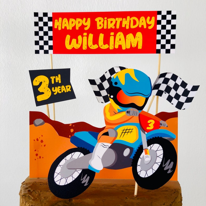 Dirt Bike Party Birthday Cake Topper
