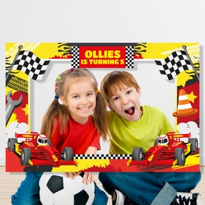 Car Racing Party Photo Booth Frame Editable Printable/ Race Car Party Photo Props/ Go Kart F1 Grand Prix Photo Booth Printable