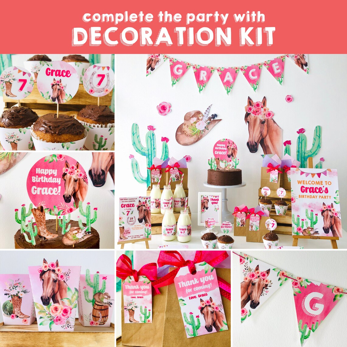 Horse Bingo Party Game, Cowgirl Birthday (editable Printable) - Etsy