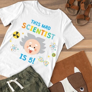 Mad Science Birthday Shirt Design/ Scientist Birthday Party Tee Shirt Outfit Design (for your own printing)