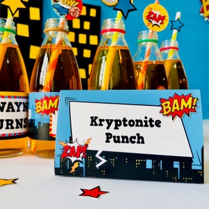 Superhero Party Food Tent/ Superhero Party Food Labels Printables/ Superhero Food Card Party Printable