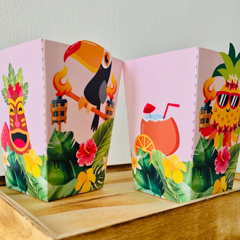 Hawaiian Luau Party Favor Box Snack Box Popcorn Box