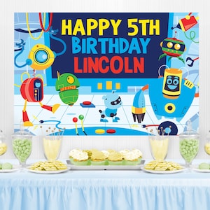 Robots Science Birthday Backdrop Printable/ Robot Party Banner Party Decorations Printable