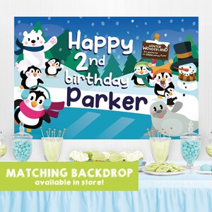 Penguin Winter Wonderland Birthday Backdrop