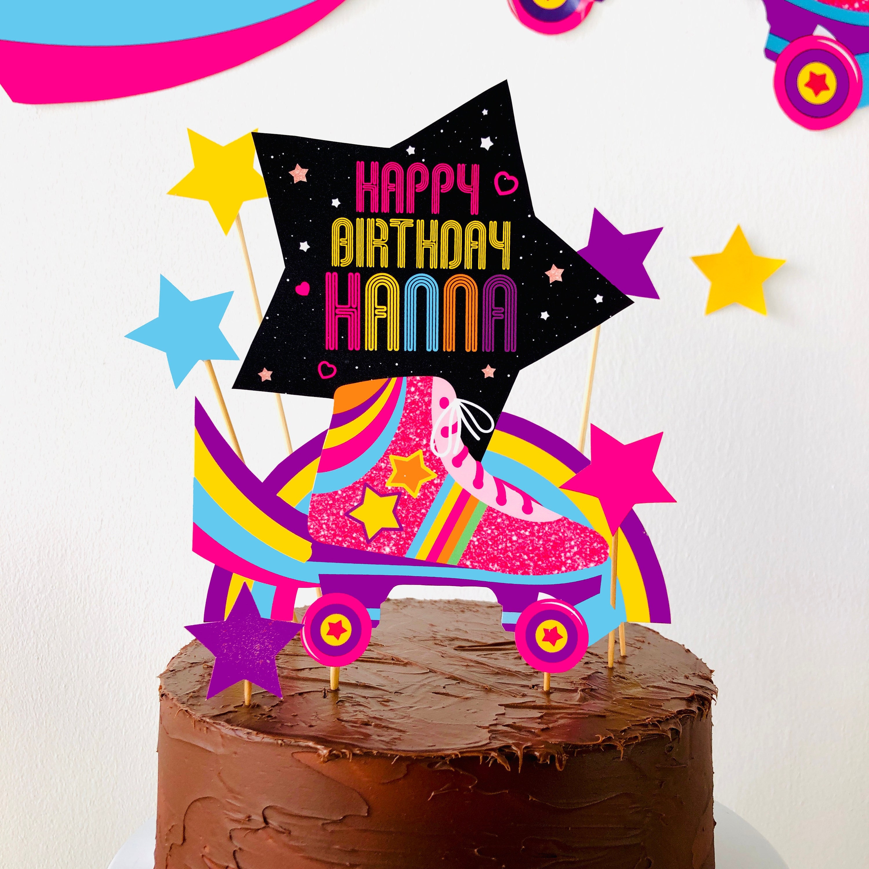 Roller Skating Cake Topper/ 90's Retro Disco Birthday Cake Etsy