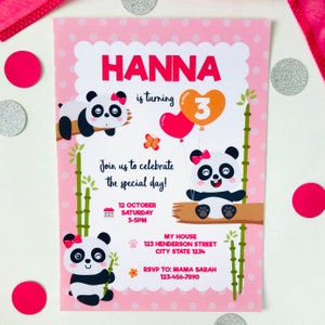 Panda Girl Birthday Party Printable Kit Editable - Etsy