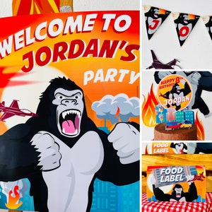 King Kong Party, Planet of the Apes Party, Kong Skull Island Party, Legend of Tarzan, Rampage Movie Party, Black Gorilla Themed Birthday Party Decorations | Kingdom of the Planet of the Apes Decor