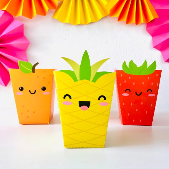 Tutti Frutti Popcorn Box/ Twotti Frutti Snack Box/ Cute Fruits Food Box Birthday Party Printable Il_570xn