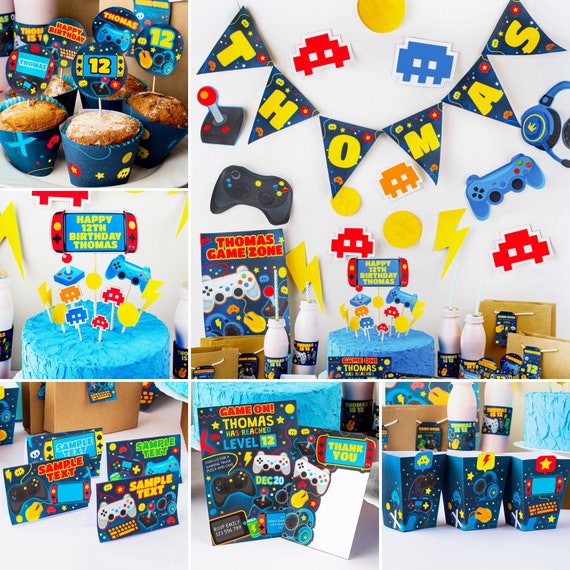Video Game Party Decorations Editable Printable Kit/ Gamer Gaming Party Decorations Printable