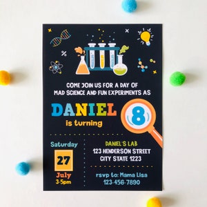 Mad Science Birthday Invitation/ Scientist Invitation Editable Printable