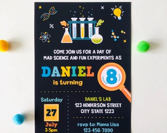 Mad Science Birthday Invitation/ Scientist Invitation Editable Printable