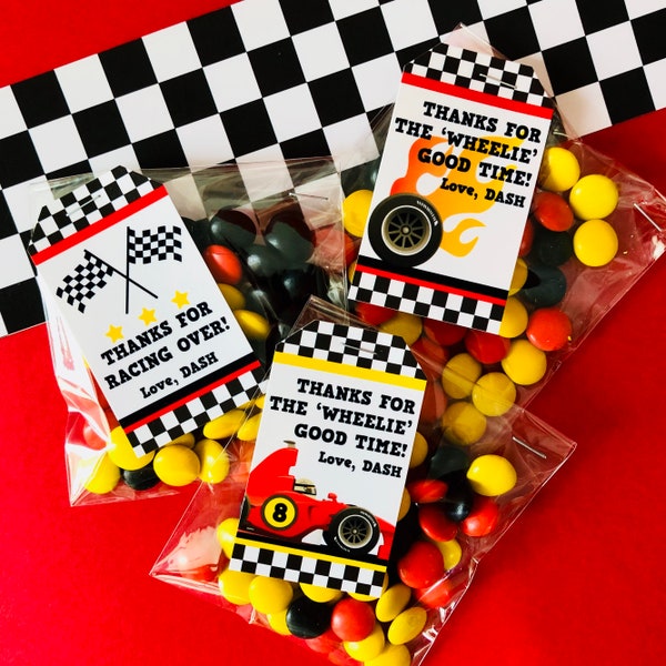 Etiquetas de regalo de coches de carreras / Etiquetas de regalo de carreras de coches / Etiquetas de favor de coches de carreras Fiesta editable imprimible