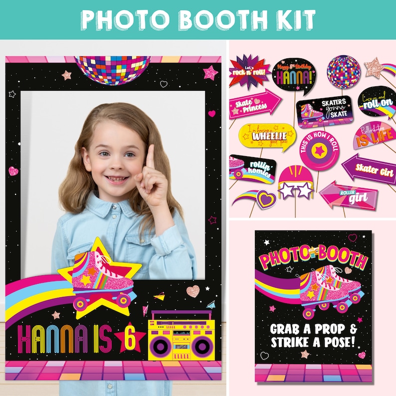 Roller Skating Party Photo Booth Props