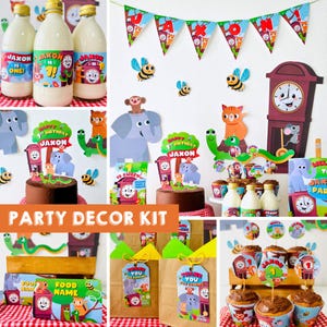 Hickory Dickory Dock Party Decoration EDITABLE Printable Kit/ First Birthday Party Decor, Nursery Rhymes Themed Party Decoration