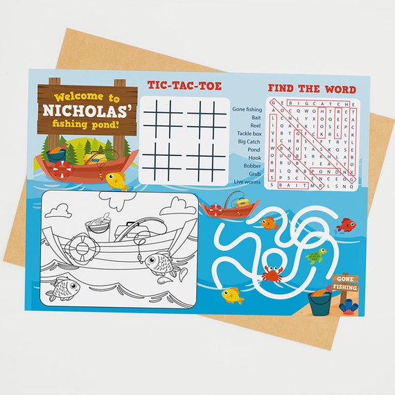 Fishing Party Game Coloring Place Mat Printable/ Gone Fishing