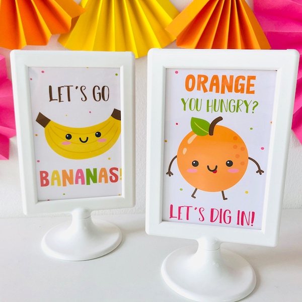 Tutti Frutti Party Signs/ Twotti Frutti Food Sign/ Cute Fruits Sign Editable Printable