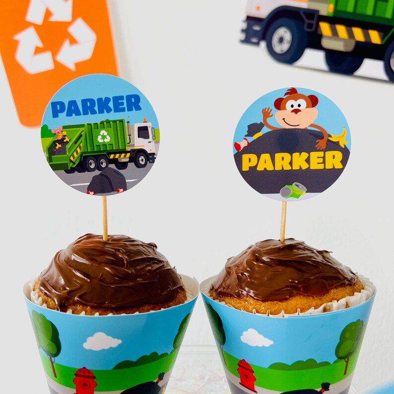 Garbage Truck Party Cupcake Toppers