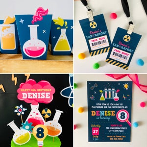 Science Party Printables Editable Kit in Pink/ Scientist Pink Birthday ...