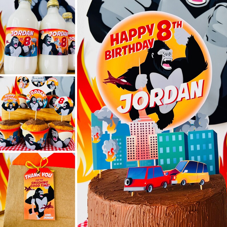 King Kong Party, Planet of the Apes Party, Kong Skull Island Party, Legend of Tarzan, Rampage Movie Party, Black Gorilla Themed Birthday Party Decorations | Kingdom of the Planet of the Apes Decor