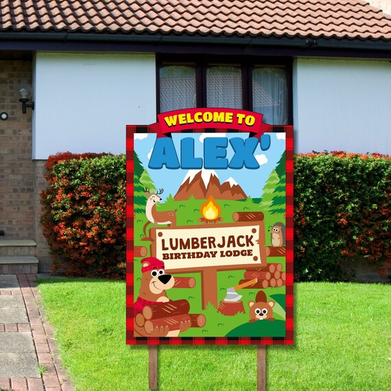 Lumberjack Party Yard Sign Editable Printable/ Little Lumberjack Plaid ...