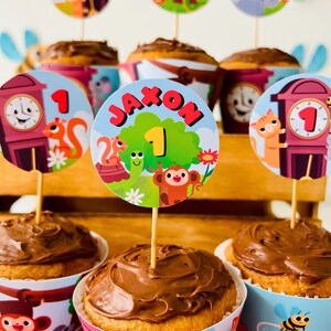 Hickory Dickory Dock Party Cupcake Toppers | Nursery Rhymes Party Food Dessert Topper | Mouse went up the Clock Party Decor | First Birthday Party Food Table Decor | Dessert Toppers