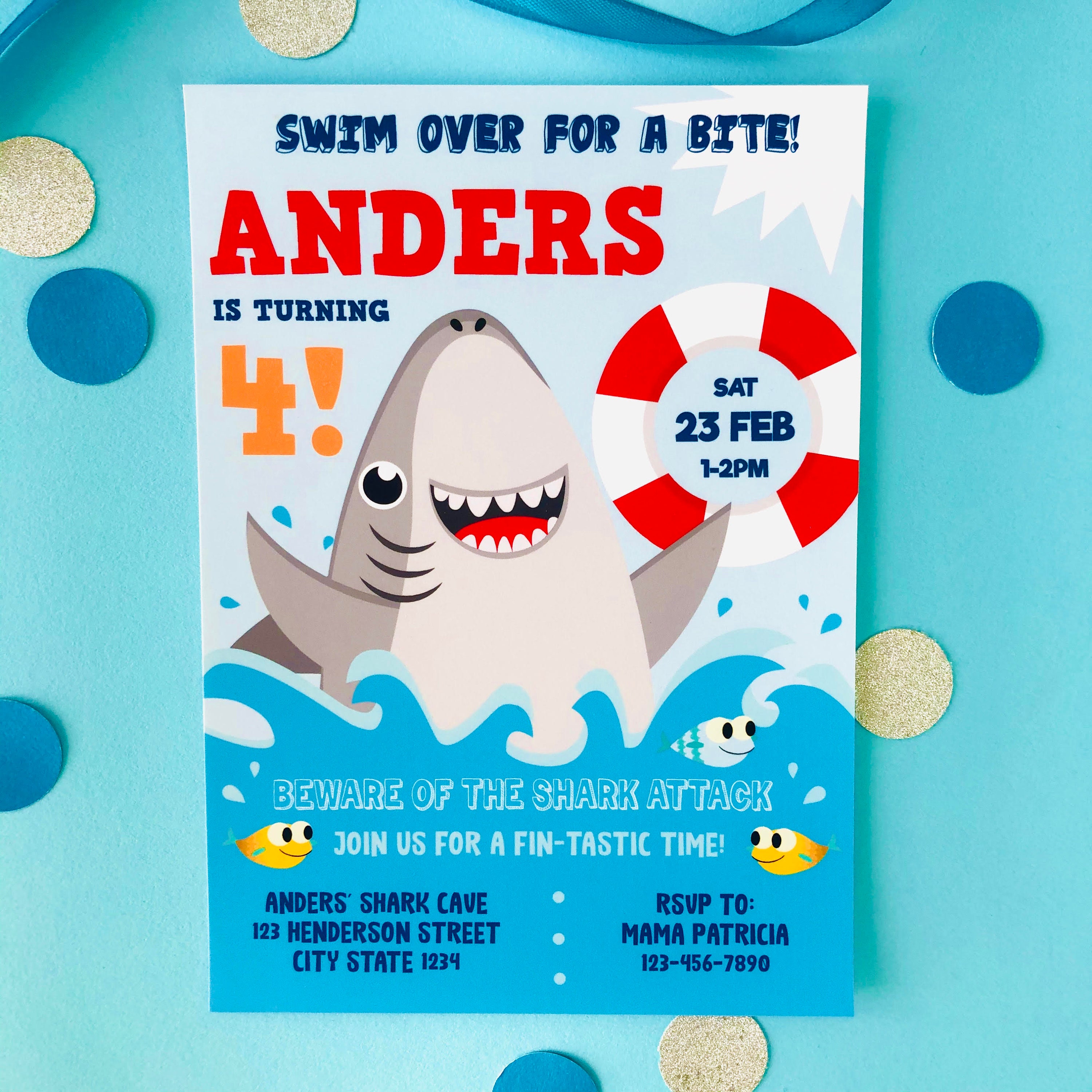 Cute Shark Party Printable Kit Editable - Etsy