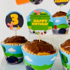 Garbage Truck Party Cupcake Toppers