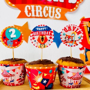Circus Animals Party Cupcake Toppers EDITABLE Printable | Birthday ...
