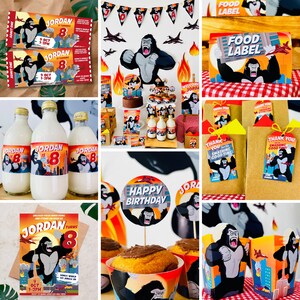King Kong Party, Planet of the Apes Party, Kong Skull Island Party, Legend of Tarzan, Rampage Movie Party, Black Gorilla Themed Birthday Party Decorations | Kingdom of the Planet of the Apes Decor