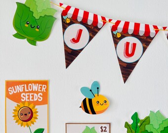Uniwish Obst & Gemüse-Banner – Bauernmarkt-Deko, Vorgefädelt, Für Mottopartys, Babyshower & Sommerfeiern