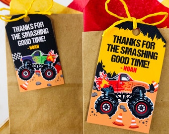 Monster Truck Gift Tags, Editable Party Favor Tags (Digital Download)