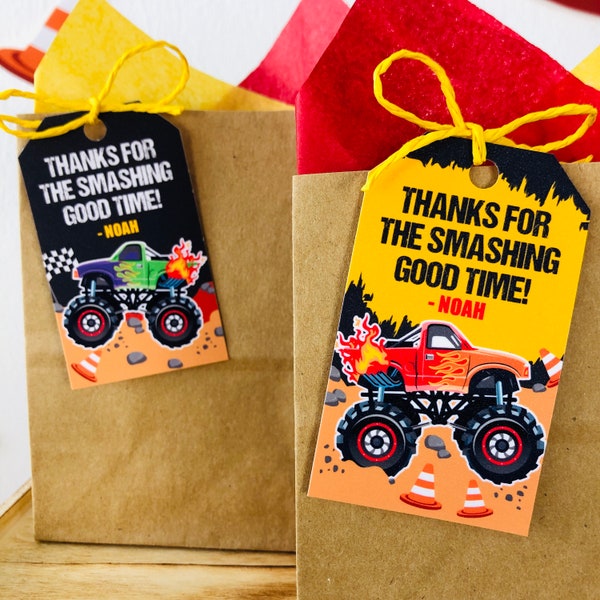 Monster Truck Party Favor Tags/ Monster Jam Gift Tags/ Monster Jam Truck Gift Tags Editable Party Printables